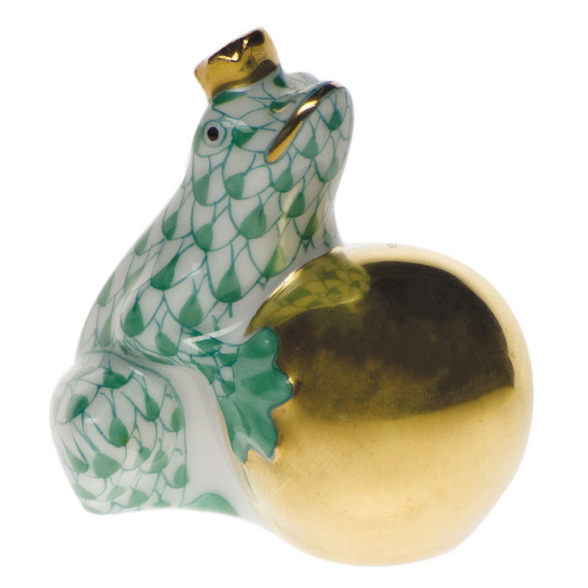 Herend Frog with Crown, Green